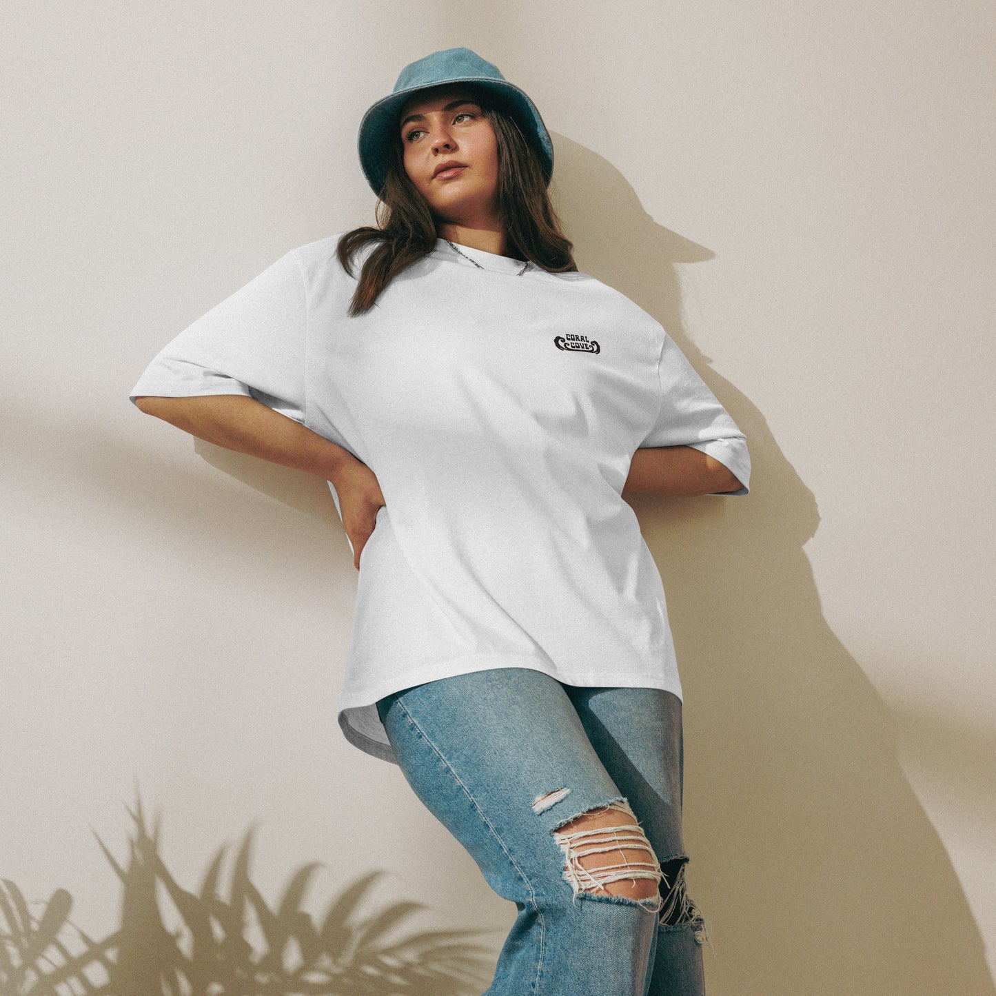 Woman Wearing Oversized Heavyweight T-shirt Sun