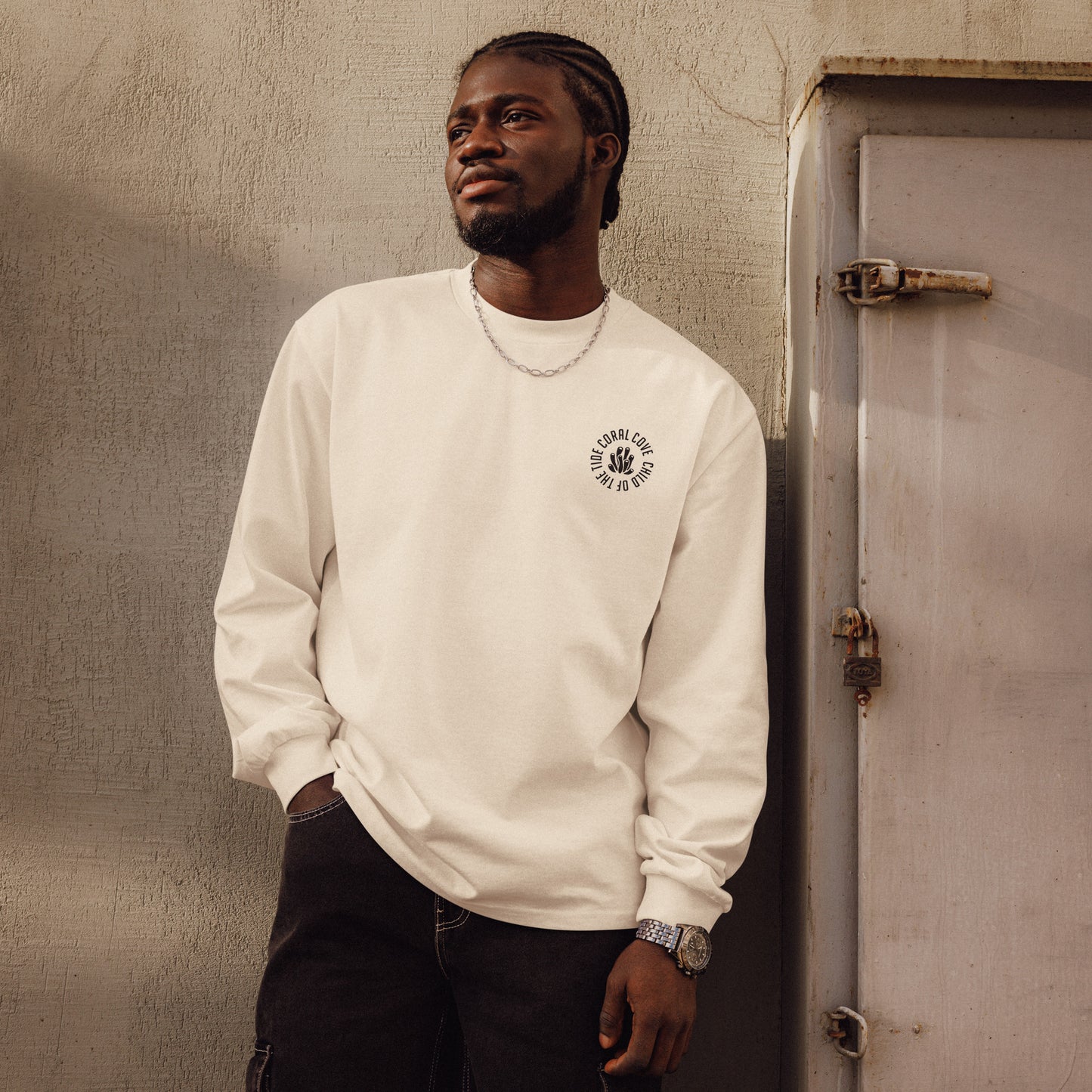 Man Wearing Longsleeve Old Skool Shirt