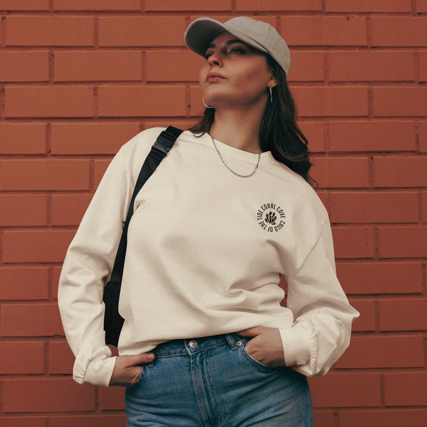 Woman Wearing Longsleeve Old Skool Shirt