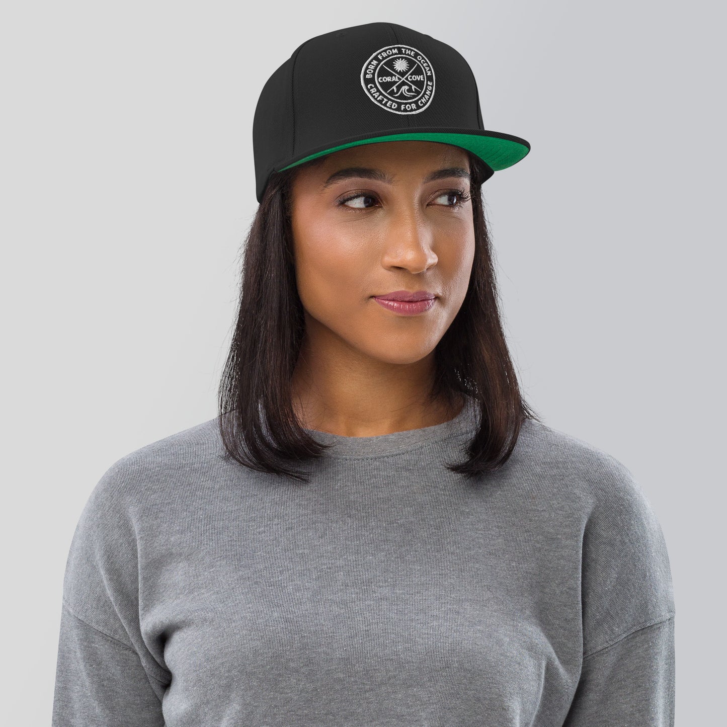 Woman Wearing The Cove Snapback